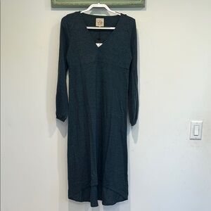 Chaser classic casual long sleeve Elegant Dark Gray blue Women's Dress midi Medi